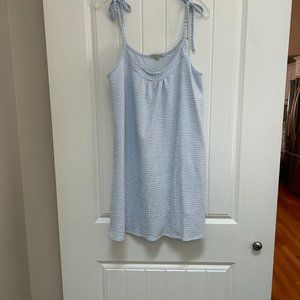 Green envelope blue and white striped waffle cover up